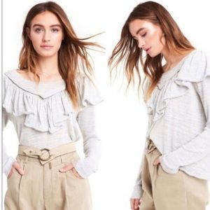 Wildfox Lais Ruffle Sweater Blue Top